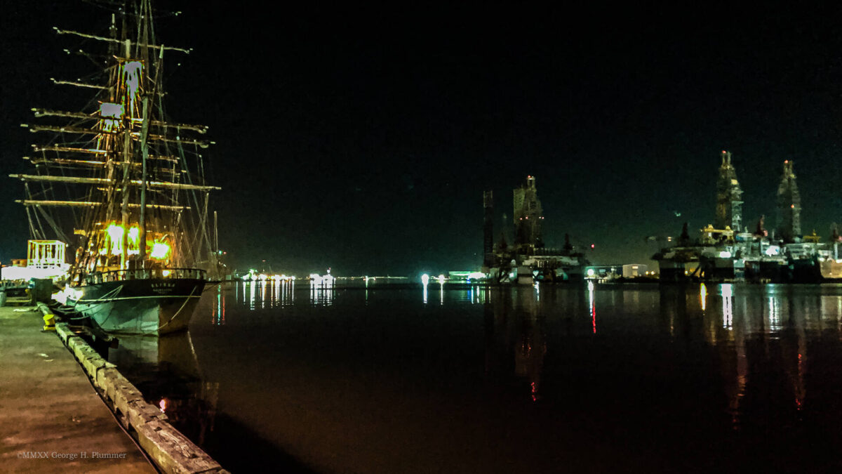 Tall-ship Elissa in Galveston Harbour